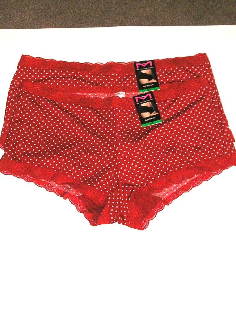 Set of 2 Maidenform Polka Dot Boyshorts Panties Lingerie Size 7 Large
